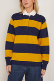 Nili Lotan Rashida Rugby Sweater in Navy/Amber Stripe