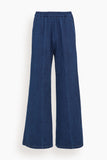 Forte Forte Pants Cotton Denim Cavalry Elasticated Wide Leg Pants in Indigo Cotton Denim Cavalry Elasticated Wide Leg Pants in Indigo
