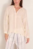 Lemlem Mita Button Up Blouse in Lacee Cream