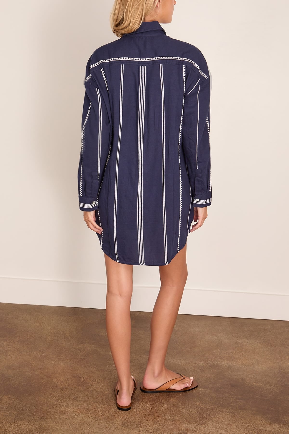 Mariam Shirt Dress - Nunu Navy, in Cotton - Size XS - Light & Comfortable Feel - Hand-woven in Ethiopia