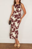 Amir Taghi Danielle Dress in Ecru/Burgundy