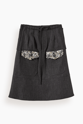Skirt in Melange Black and Grey