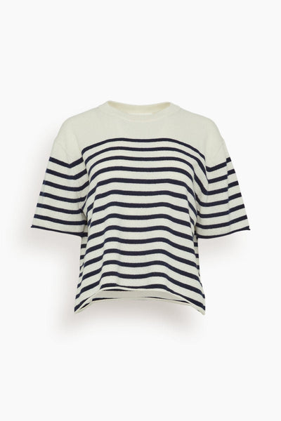 Cila Stripes T-Shirt in Cream/Navy Stripes