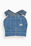 R13 Overall Bib Bustier in Noise Blue