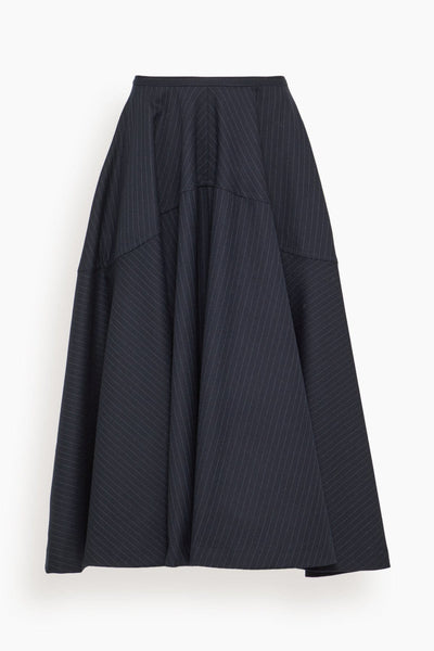 Maxime Pinstriped Wool Skirt in Dark Navy