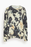R13 Printed Boyfriend Sweater in Black and Cream Floral