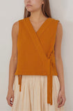 Toast Tops Quilted Cotton Linen Wrap Vest in Tilia Honey TOAST Quilted Cotton Linen Wrap Vest in Tilia Honey