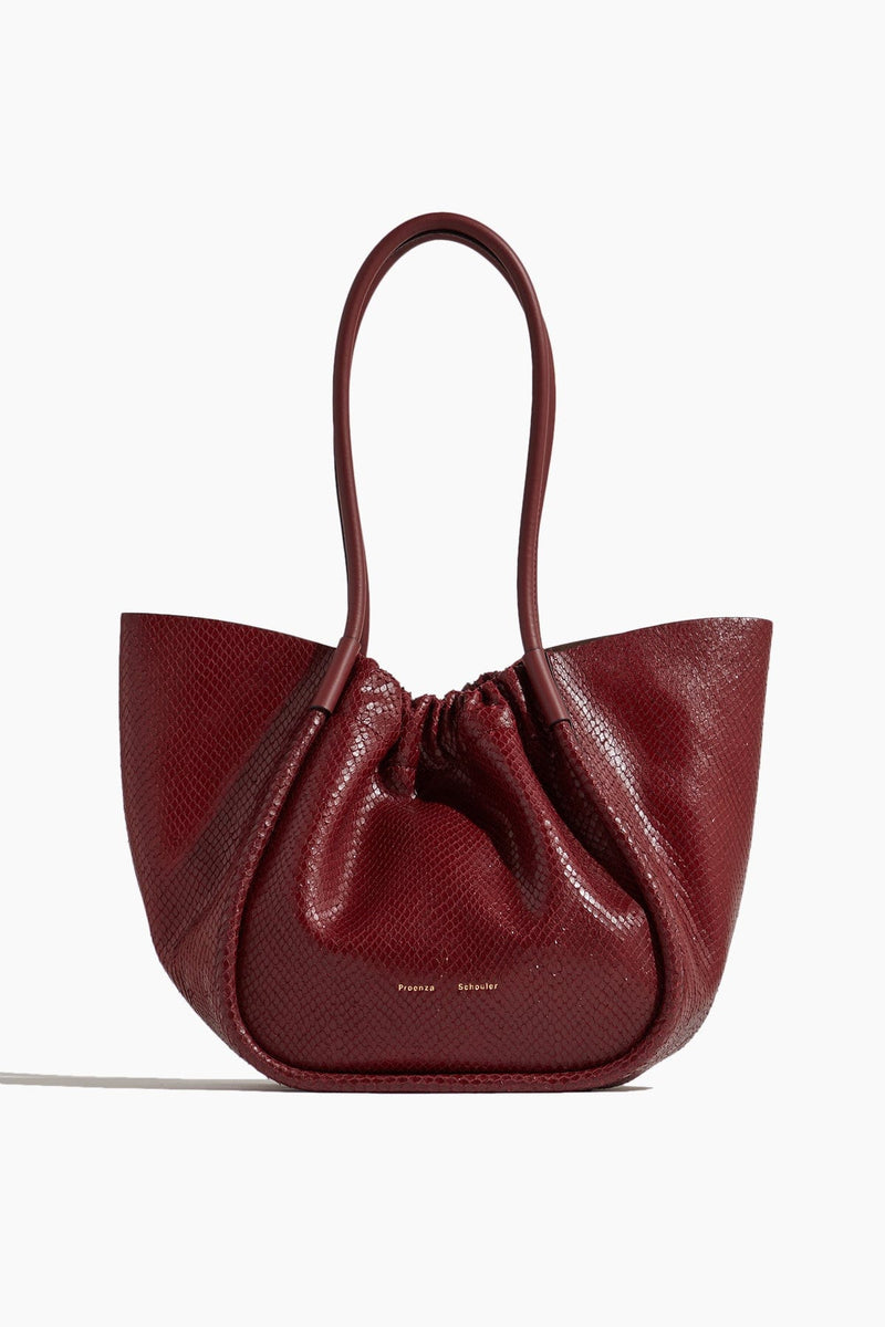 Proenza Schouler Carved Python Print Large Ruched Tote in Bordeaux