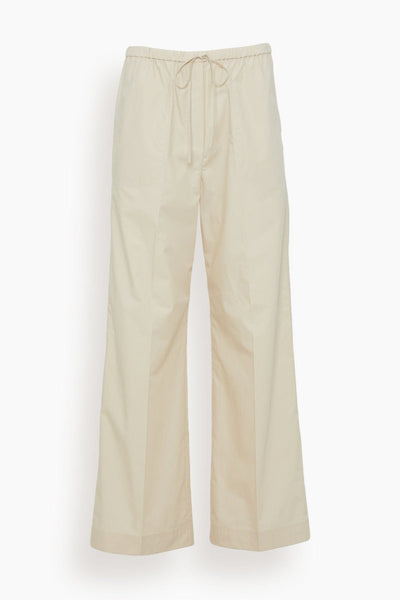Cotton Drawstring Trousers in Stone
