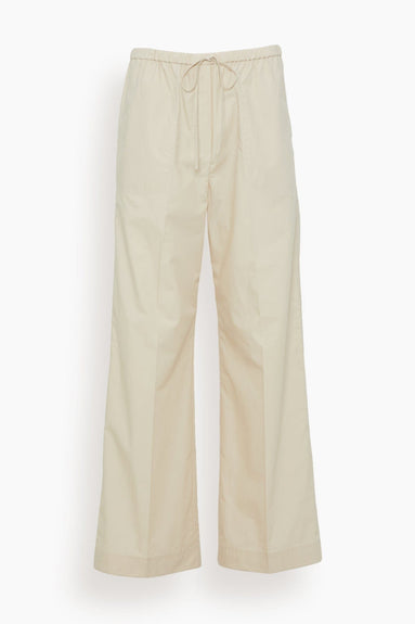 Toteme Pants Cotton Drawstring Trousers in Stone