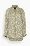 R13 Pintuck Drop Neck Shirt in Olive Floral