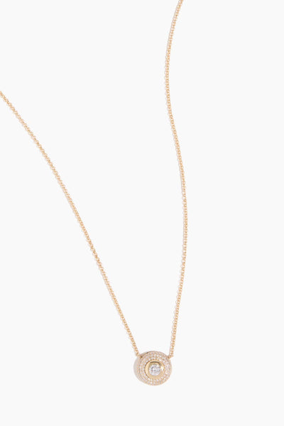 Pave Diamond Bezel Necklace in 14k Yellow Gold