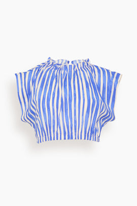 Muna Ruched Crop Top in Qeba Blue
