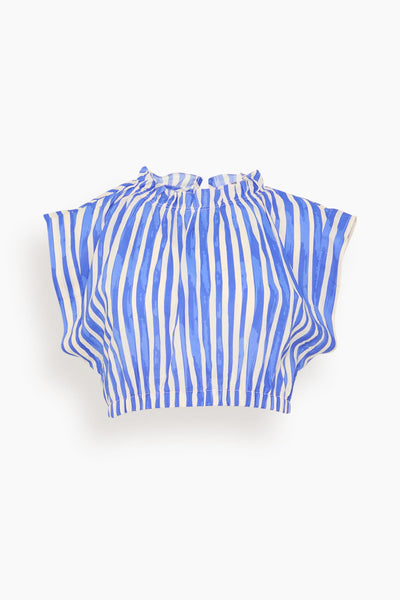 Muna Ruched Crop Top in Qeba Blue
