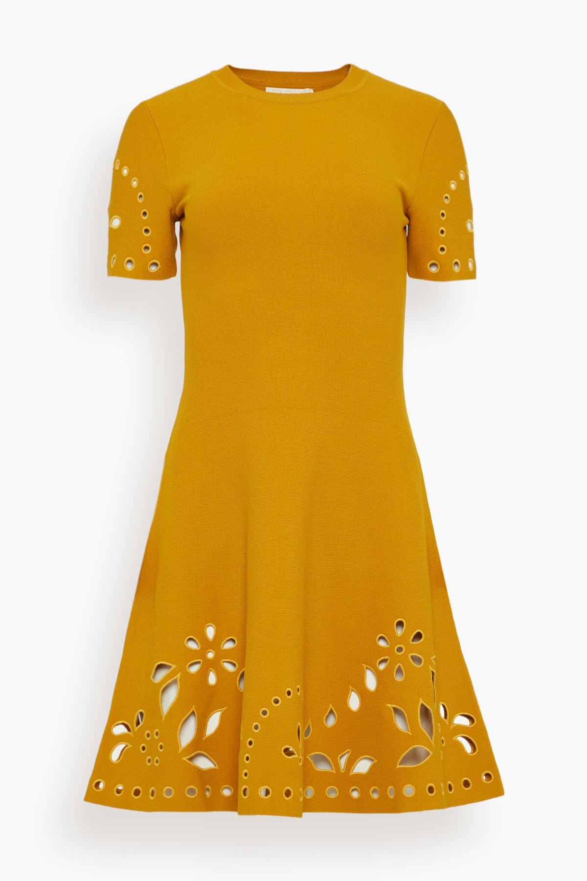 Ulla Johnson Fania Short Sleeve Knit Mini Dress in Goldenrod