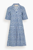 Marni Twisted Check Organic Cotton Poplin Dress in Light Blue