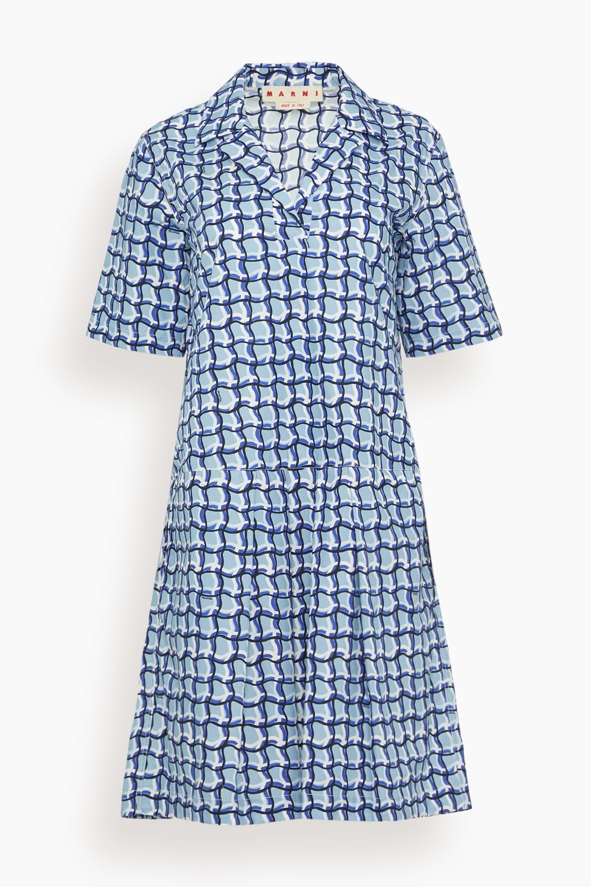 Marni Twisted Check Organic Cotton Poplin Dress in Light Blue – Hampden Clothing