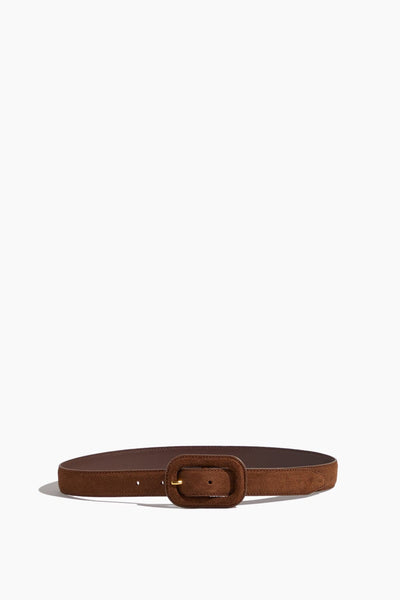 Covered Buckle Belt in Brown Suede