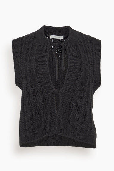 Lemaire Sweaters Textured Stitch Vest in Black