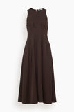 Proenza Schouler White Label Bronwyn Dress in Merino Wool Twill Chocolate