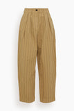Toast Pleat Front Stripe Cotton Linen Trousers in Fennel Seed