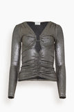 Etoile Isabel Marant Tops Buffy Plunge Neck Top in Metallic Black Isabel Marant Buffy Plunge Neck Top in Metallic Black