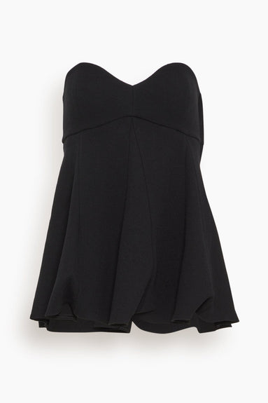 Tibi Tops Melee Crepe Strapless Top in Black