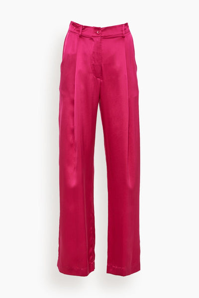 Emerson Pleated Silk Pant in Lipstick