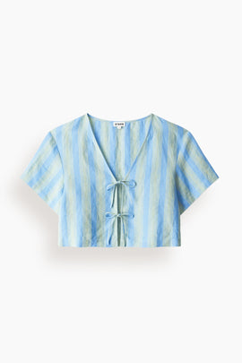 Ava Linen Top in Seaport Stripe