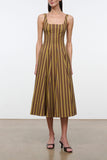 Staud Wells Dress in Cigar Stripe