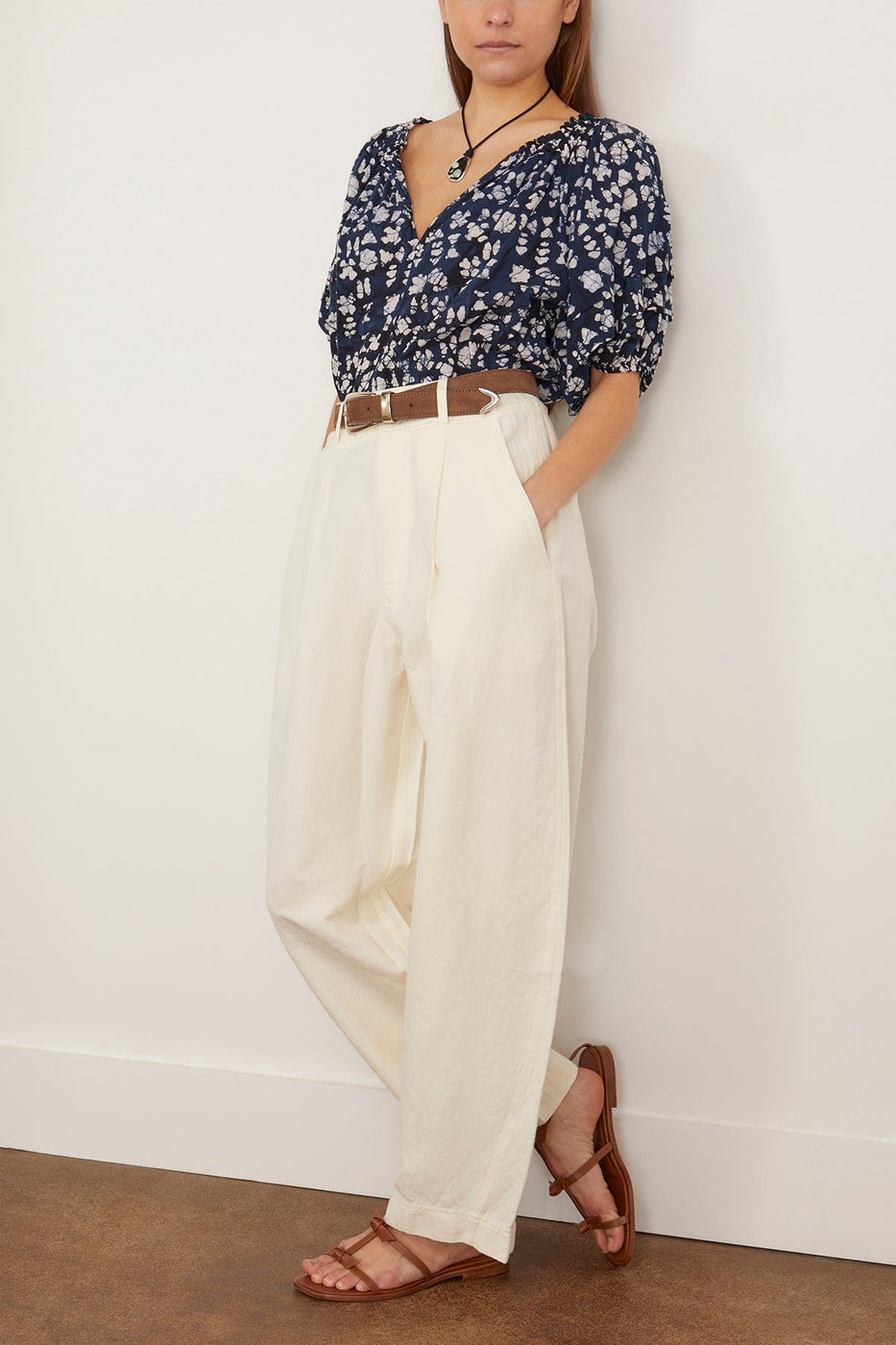 Apiece Apart Bari Crop Trouser in Cream