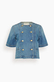 Ulla Johnson The Serge Short Sleeve Jacket in Danube