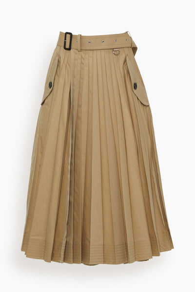 Cotton Gabardine Skirt in Beige