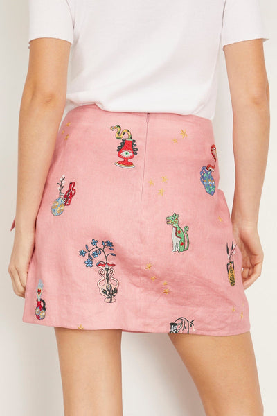 Alemais Skirts Timmy Embroidered Sarong Skirt in Pink Alemais Timmy Embroidered Sarong Skirt in Pink