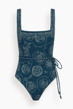 Alemais Lucky Square Neck One Piece in Blue
