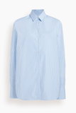 Another Tomorrow Oversized Mens Shirt in Blue Stripe