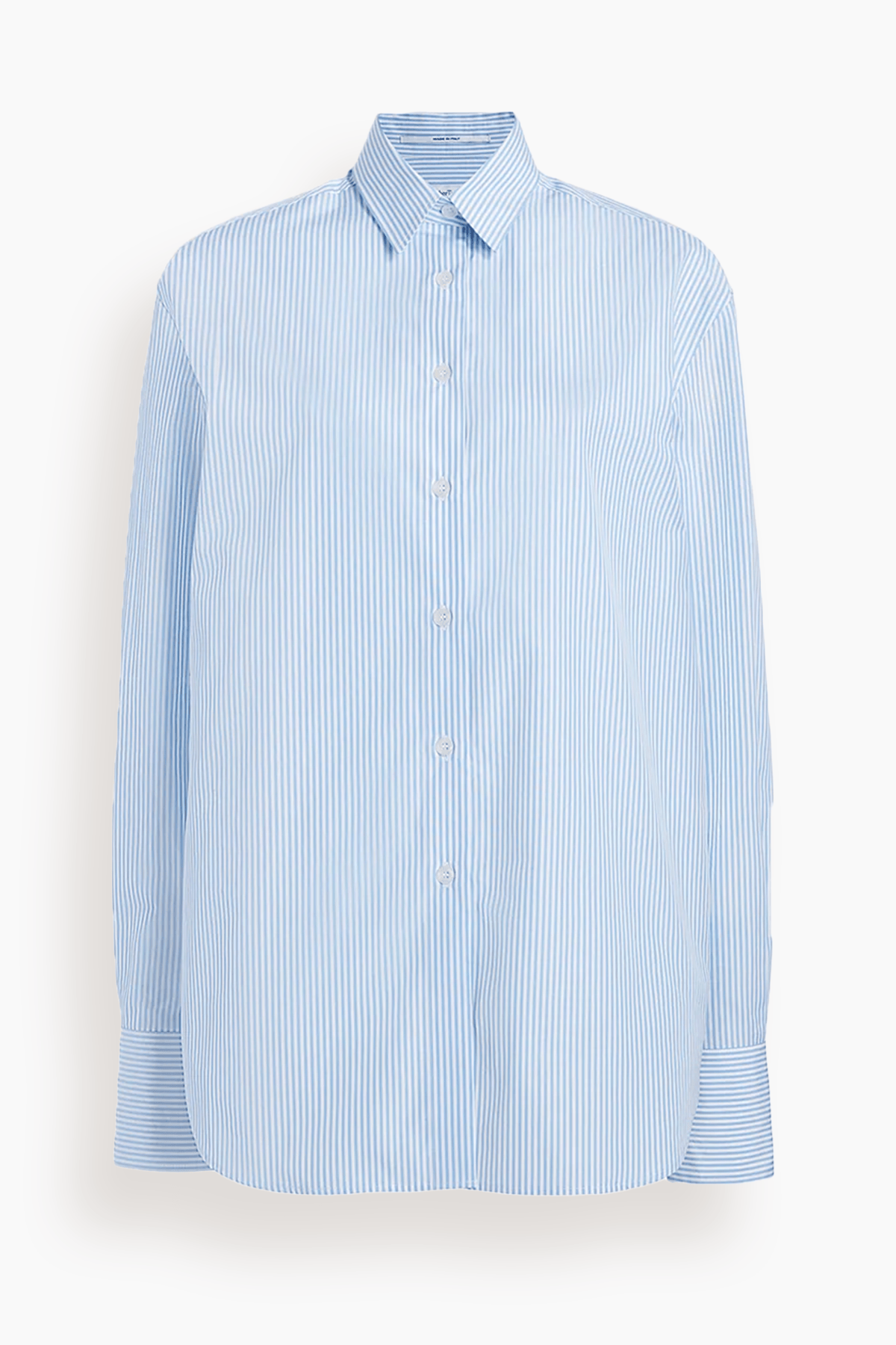 oversized blue dress shirt Blue Oversized Button Down Shirt with Overlap Back Pleat