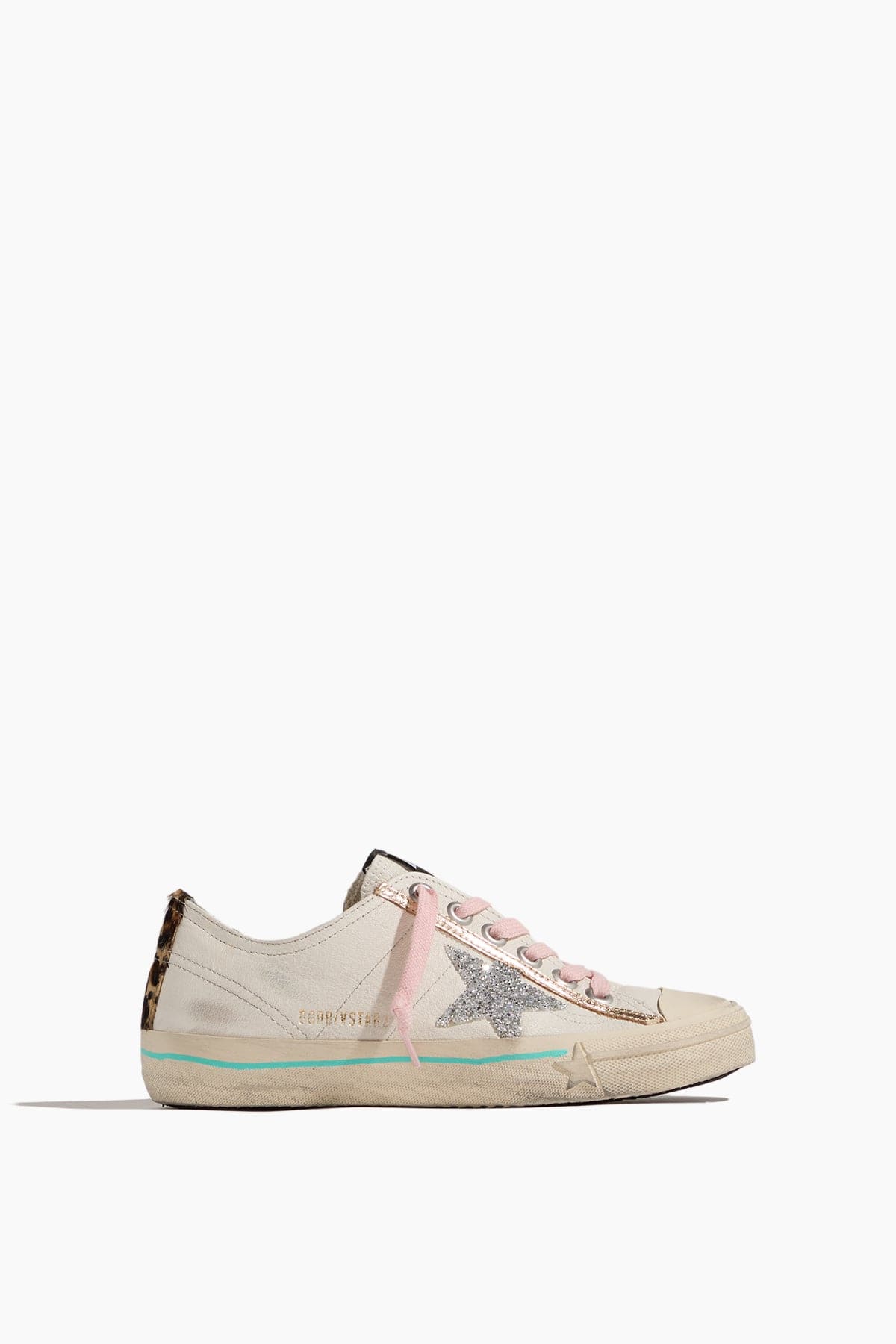 Golden Goose Low Top Sneakers V-Star 2 Sneaker in White/Silver/Beige/Brown Leo Golden Goose V-Star 2 Sneaker in White/Silver/Beige/Brown Leo