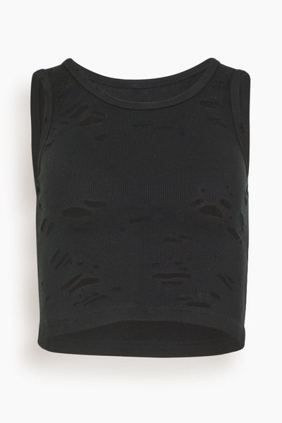 Distressed Tank Top in Black