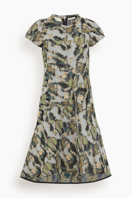 Shield Jacquard Wool Mini Dress in Autumn Field