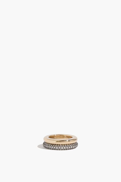 Classic Diamond Duo Ring Stack in Silver/Gold