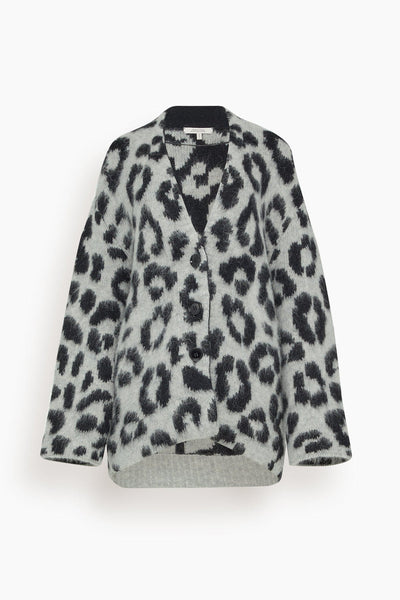 Striking Leopard Coat in Black Grey Mix