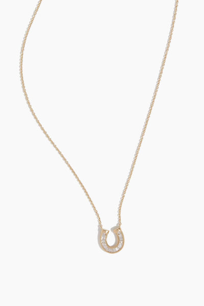 Baguette Horseshoe Necklace in 14k Yellow Gold