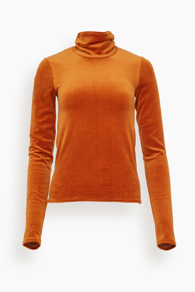 Cotton Chenille Turtleneck Top in Terre
