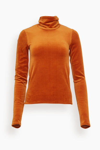 Forte Forte Tops Cotton Chenille Turtleneck Top in Terre