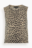Nili Lotan Nessa Sweater Tank in Taupe/Black Cheetah