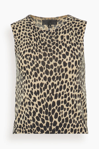 Nessa Sweater Tank in Taupe/Black Cheetah