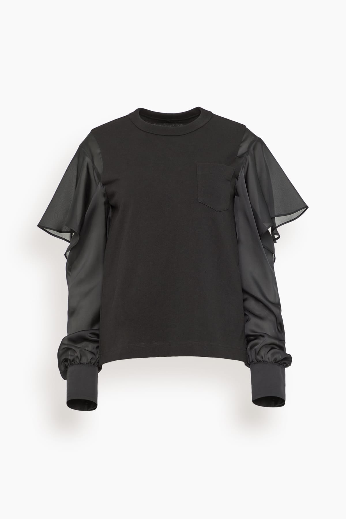 Sacai Satin x Cotton Jersey T-Shirt in Black