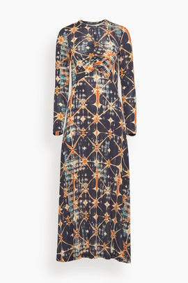 Naia Long Sleeve Ruched Midi Dress in Phoenix