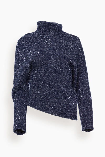 Technical Sequin Sweater in Navy